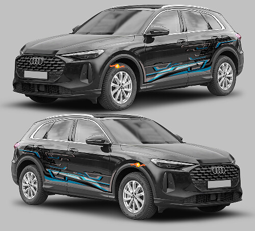 Interwoven Techno Style Side Stripes Vinyl Decal Kit for Audi Q5