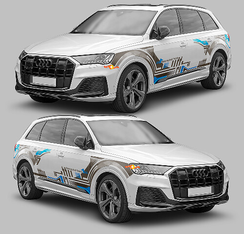 Techno Graphic Style Side Stripes Vinyl Decal Kit for Audi Q7