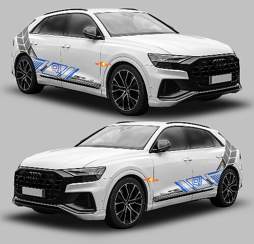 Techno Graphic Style Side Stripes Vinyl Decal Kit for Audi Q8_1