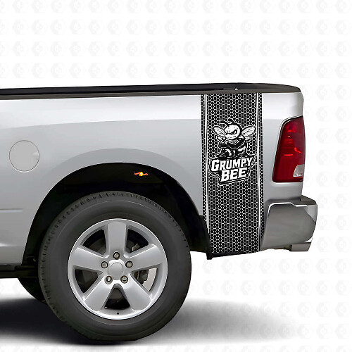Grumpy Bee Honeycomb Style Bedside Vinyl Decal Kit for Dodge Ram Truck_1