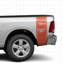 Grumpy Bee Honeycomb Style Bedside Stripes Vinyl Decal Kit for Dodge Ram Truck_2