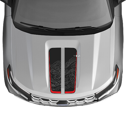 Topographic Map Hood Stripes Vinyl Decal Kit for Ford Explorer ST 2020-26_1