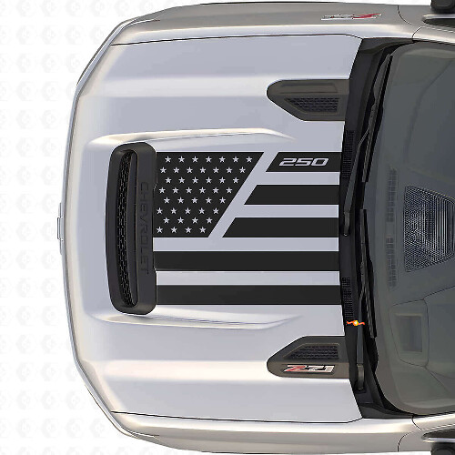 USA Flag Stars & Steel Style Hood Vinyl Decal for Chevrolet Silverado 2500 HD_1
