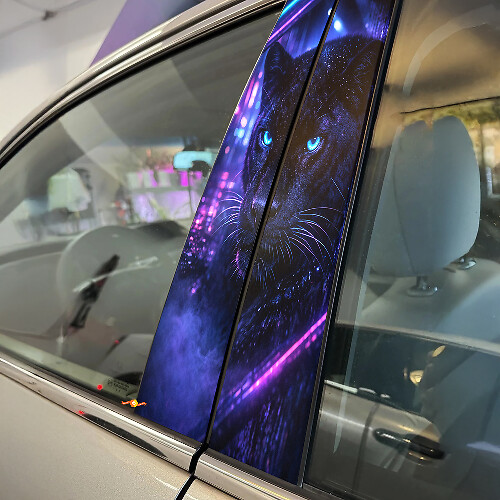 Black Leopard Door Pillar Vinyl Decal Set