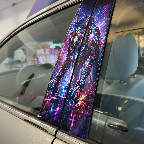 Cyber Wolf Door Pillar Vinyl Decal Set
