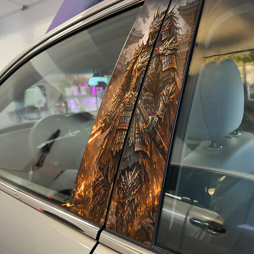 Dragon Samurai Door Pillar Vinyl Decal Set