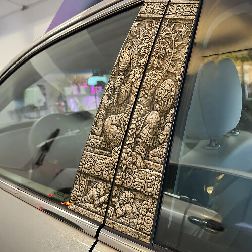 Mayan Sun God Door Pillar Vinyl Decal Set 