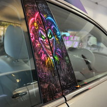 Neon Jester Face Door Pillar Vinyl Decal Set_2