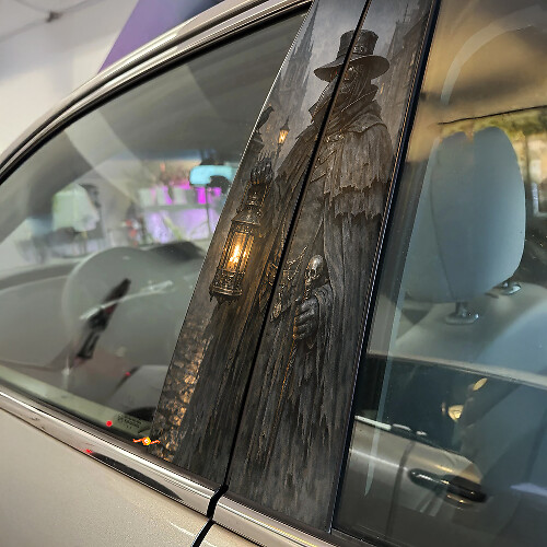 Plague Doctor Door Pillar Vinyl Decal Set_1