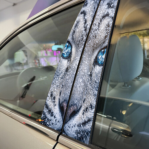 Snow Leopard Eyes Door Pillar Vinyl Decal Set