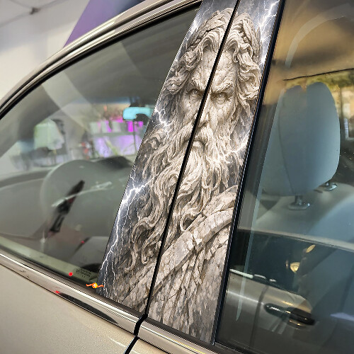 Zeus God Face Pillar Vinyl Decal Set_1