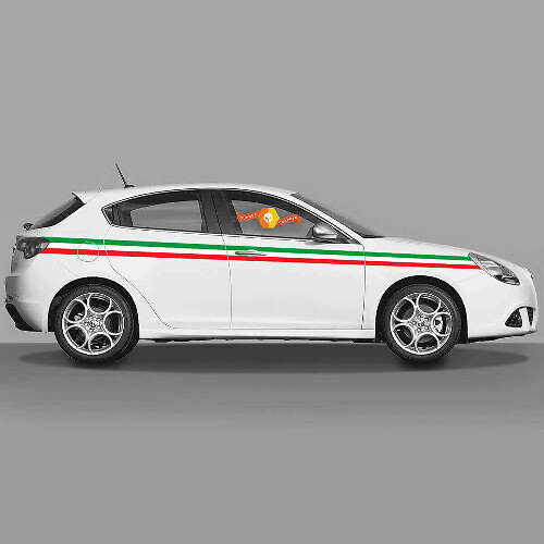 Italian Flag Style Side Stripes Vinyl Decal Kit for Alfa Romeo Giulietta 
