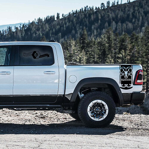 Hemi Rebel Rear Side Stripes Vinyl Decal Kit for Dodge Ram Rebel 2021+