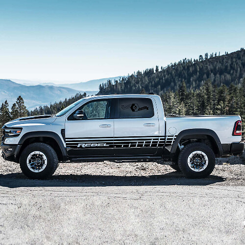Rebel Style Door Side Stripes Vinyl Decal Set for Dodge Ram Rebel 2021+
