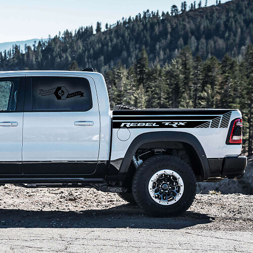 TRX Rebel Bedside Stripes Vinyl Decal Kit for Dodge Ram Rebel 2021+_1