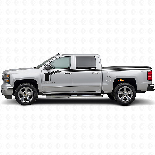 Hockey Stick Style with Outline Side Vinyl Decal Kit for Chevy Silverado 1500 2014+