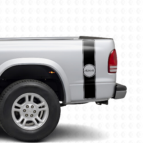 4x4 Retro Style Rear Side Stripes Vinyl Decal Kit for Dodge Dakota 1997+_1