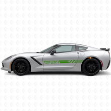Racing Sport Checkered Flag Side Stripes Vinyl Decal Set for Chevy Corvette_3