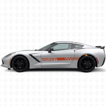 Racing Sport Checkered Flag Side Stripes Vinyl Decal Set for Chevy Corvette_4