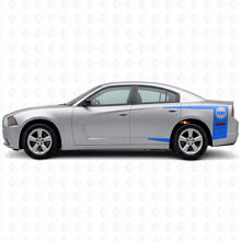 Stripes with Custom Text Bedside Vinyl Decal Sticker for Dodge Charger 2011-2014_2