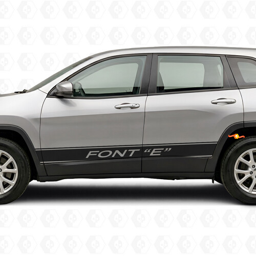 Custom Text Outline Stripes Side Vinyl Decal Sticker for Jeep Cherokee 2014-2023
