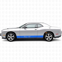 Outline Stripes & Custom Text Rocker Panel Vinyl Decal Sticker for Dodge Challenger_2