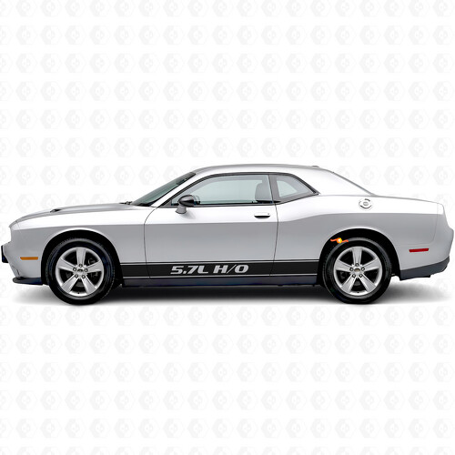 5.7L H/O Outline Stripes Rocker Panel Vinyl Decal Sticker for Dodge Challenger_1
