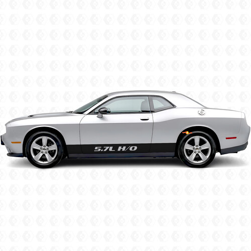5.7L H/O Straight Stripes Rocker Panel Vinyl Decal Sticker for Dodge Challenger