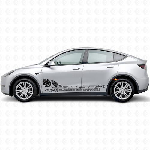 Powered by Change Side Door Vinyl Decal Sticker for Tesla Model Y_1
