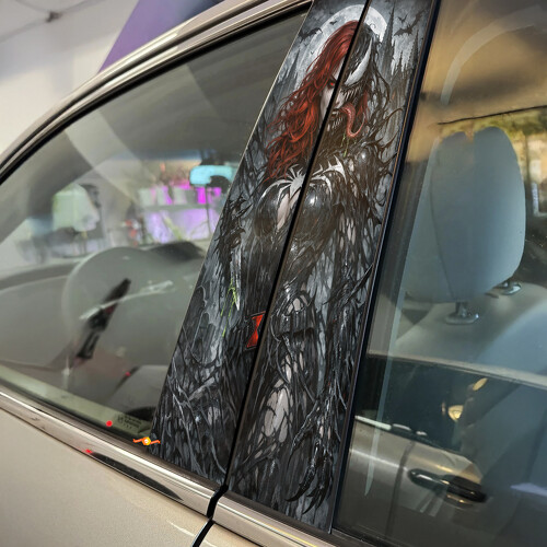 Black Widow Venom Style Door Pillar Vinyl Decal Sticker
