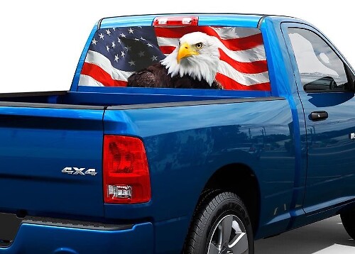 American Eagle Flag United States Rear Window Graphic Decal Sticker Truck SUV