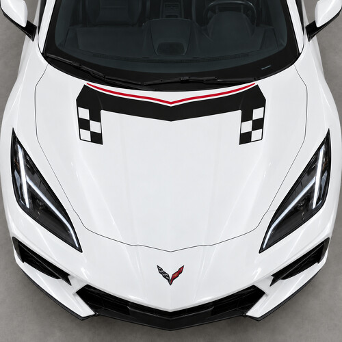 Checkered Shoulder Bridge C8 Stingray Hood Vinyl Decal Sticker for Chevrolet Corvette 2020_1