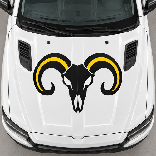 Open Horn Skull DT Rebel Hood Vinyl Decal Sticker for RAM 1500 2019_1