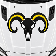 Open Horn Skull DT Rebel Hood Vinyl Decal Sticker for RAM 1500 2019_2