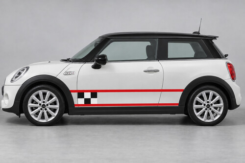Front Grid Twin Rail Side Vinyl Decal Sticker for MINI Cooper 2014