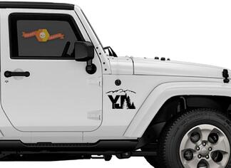 2 of Jeep YJ tree mountain Decal Wrangler Decals Stickers Logo pick color