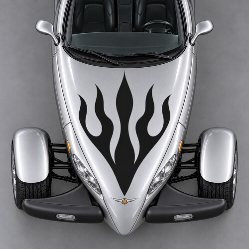 Five Flame Fan Hood Vinyl Decal Sticker for Chrysler Prowler 2001-2002_1