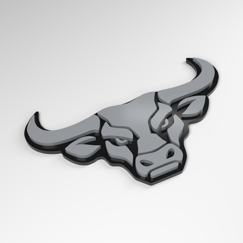 Bull Wide Horns 3D Acrylic Badge_1