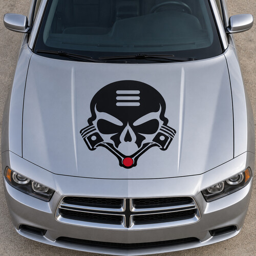 Piston Skull SE Hood Vinyl Decal Sticker for Dodge Charger 2014_1