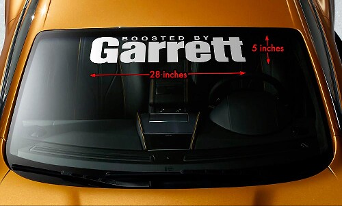 Boosted by Garrett Style Windshield Banner Vinyl Decal 