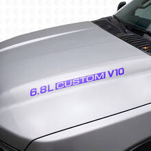 6.8L Custom V10 Hood Vinyl Decals for Musclecar F-250/350 Super Duty Excursion_2