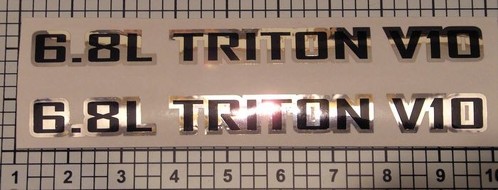 6.8L Triton V10 Decals Pair of Chrome Black Hood Scoop