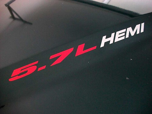 5.7L HEMI Style Hood Decal Pair for Dodge Ram, Charger, Challenger