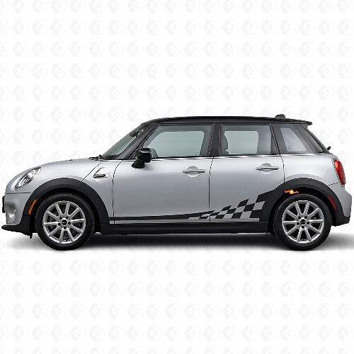 Checkered Flag Side Stripes Vinyl Decals Kit for Mini Cooper F56