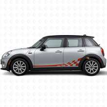 Checkered Flag Side Stripes Vinyl Decals Kit for Mini Cooper F56_4