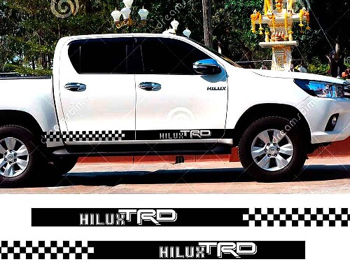 TRD Style Checkered Side Stripe Vinyl Decal Kit for Toyota Hilux