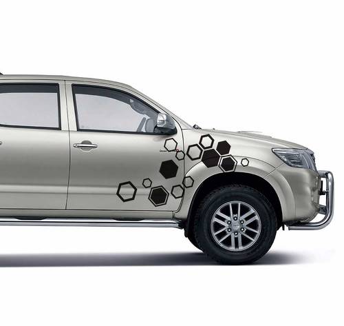 2PC hexagon pattern abstract geometric body rear tail side graphic vinyl for TOYOTA HILUX VIGO 2011 decals