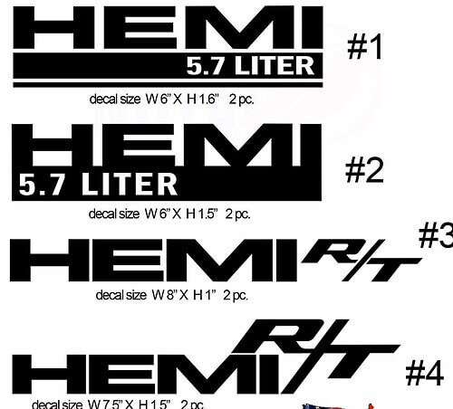 Adhesifs en vinyle découpé HEMI R/T pour Dodge Challenger