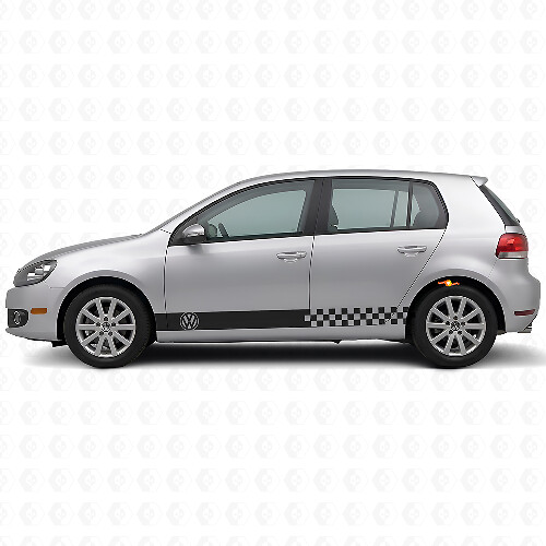 Checkered Side Stripes Vinyl Decal Kit for Volkswagen Golf Mk4-Mk7 GTI R32