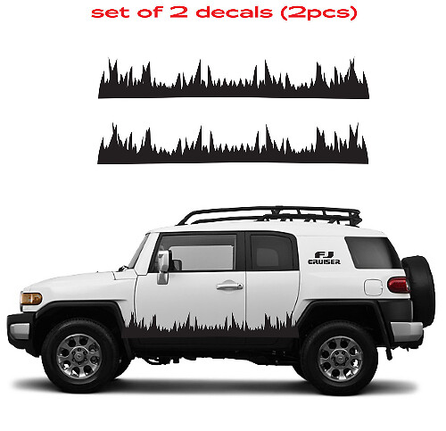 Grass Silhouette Side Door Vinyl Decal Set for Toyota FJ Cruiser